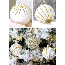 Christmas Balls Gold White 60mm Shatterproof 30PCS