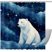Vodotesný sprchový záves Galaxy Polar Bear 193 x 193 cm