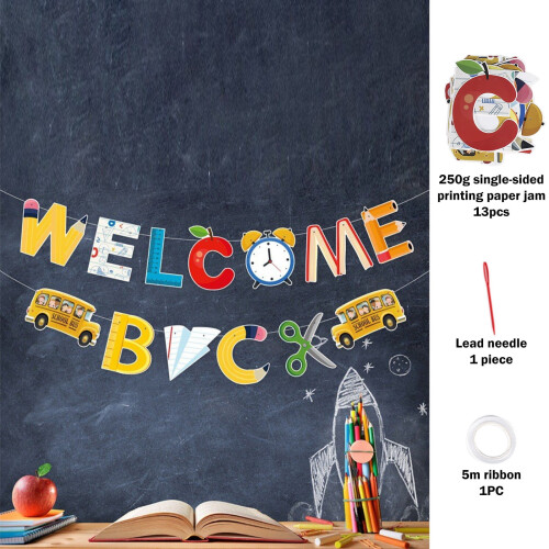 Welcome Back to School Decorations Set Cardboard Ribbon