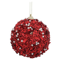Christmas ball ornament red 8 cm glitter