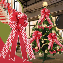 VOSS red Christmas tree topper bow with streamers