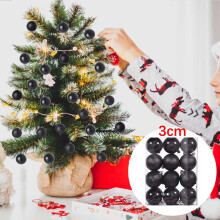 Christmas Tree Ornaments Set Black Shatterproof 12pcs