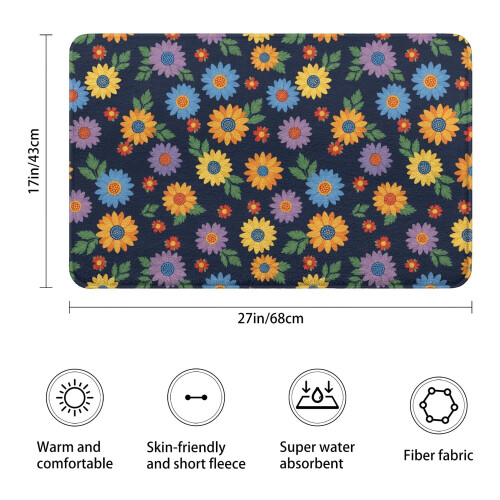 Tapete de banheiro Pioneer Flower Floral Antiderrapante 17x27 polegadas 2