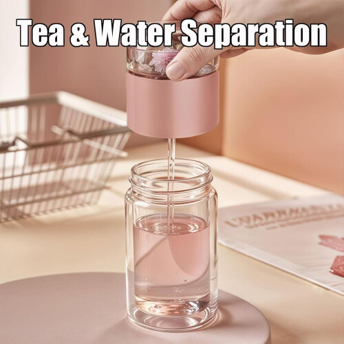 Alivefuser te-infuser flaske dobbeltlags glas med 2