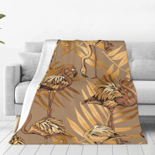 Gold Flamingo Throw Blanket 80x60 Inch