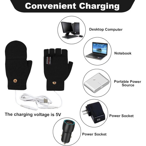 Guanti senza dita riscaldati USB compatibili con touchscreen (1 paio) 1