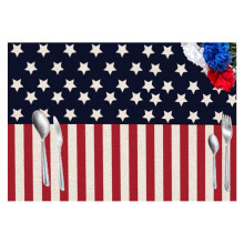 Seewan placemats van jute met Amerikaanse vlag, set van 4, 30 x 45 cm