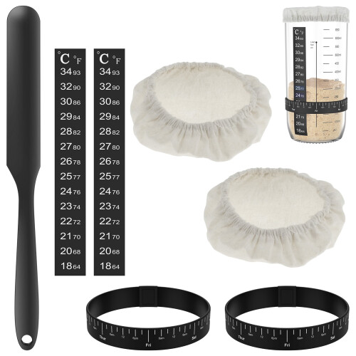 Sourdough Starter Kit with Cloth Covers and Tools for 3-4
