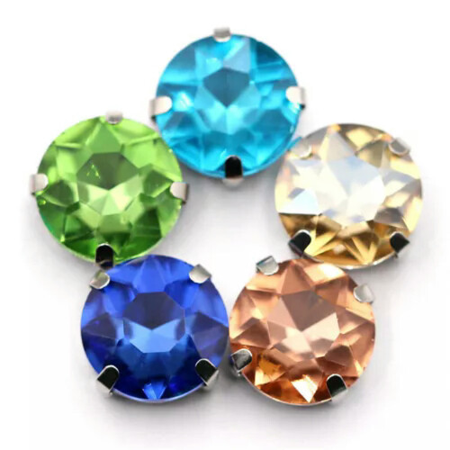 Glaskristall Strass med platta baksida klor, kopppärlor, 14 mm 2
