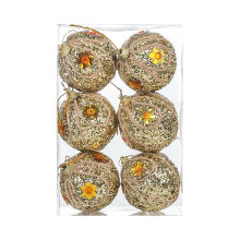 Décorations de Noël en mousse pailletée (lot de 6) - Boules de Noël à suspendre au sapin, aux fenêtres et aux portes - Déstockage