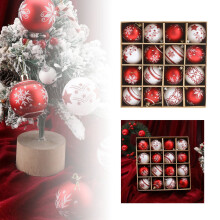 Christmas Tree Balls Ornament Set Red White Shatterproof