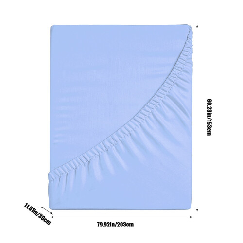 King Size Fitted Sheet Blue Brushed Microfiber 70x60x11.8 In 1