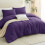 Conjunto de edredom roxo tamanho Queen, respirável e acolchoado, 3 peças 7