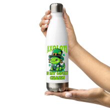 Stainless Steel Water Bottle Axolotl Lucky Charm White