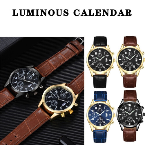 Men's Automatic Mechanical Watch with Leather Band, 2