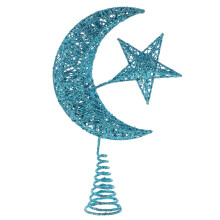 Guangmc 3D glitter star tree topper blue
