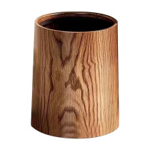 QTBIUQ retro wood grain trash can brown large capacity