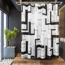 Black and White Geometric Shower Curtain 72x72 Inch