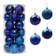 Blue Glitter Plastic Ball Ornaments 24PCS 1.17 inch