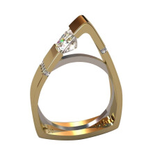 Geometrische holle driehoek strass ring voor dames