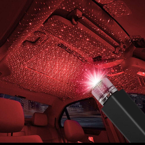 USB star projector night light red portable adjustable