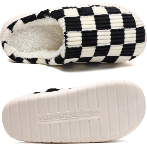 Damtofflor med fuzzy pälsfoder i memoryskum 2