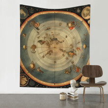 Wall Hanging Planisphere Tapestry Black 60x51 in