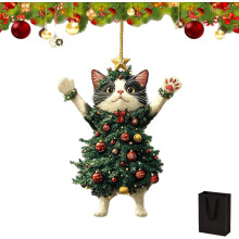 Black and White Cat Christmas Ornament 2024