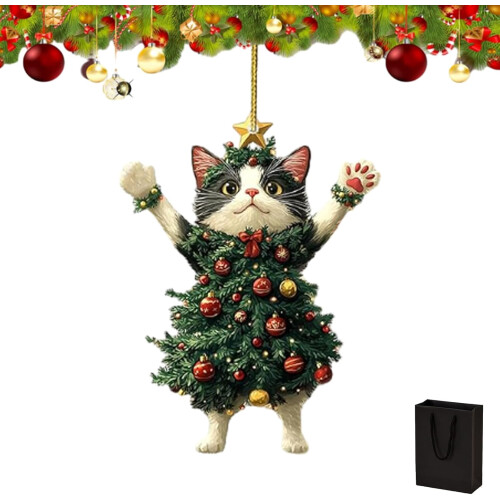 Black and White Cat Christmas Ornament 2024