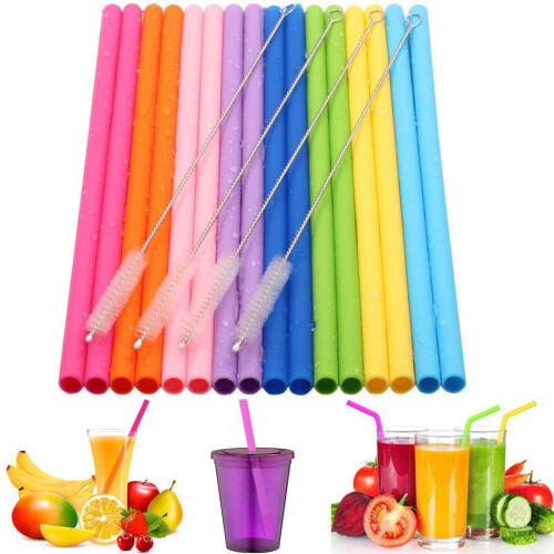 Silicone Drinking Straws Set Flexible BPA-Free 30 oz