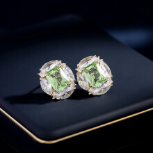 S925 Silver Pink Zircon Stud Earrings for Women