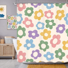 Flower Shower Curtain Pastel Boho 72x72 Inch