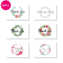 Thank You Cards Floral Design Blank 48 Pieces