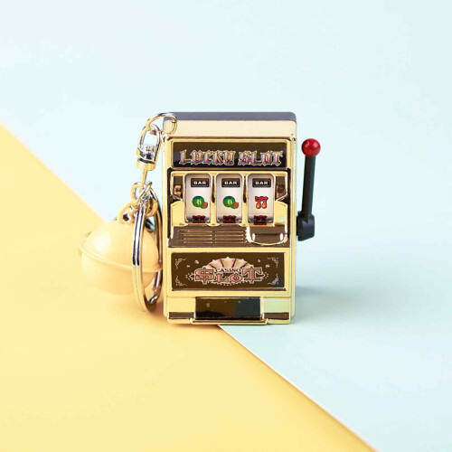 Mini Fruit Machine Keychain Pocket-Sized Slot Pendant 1