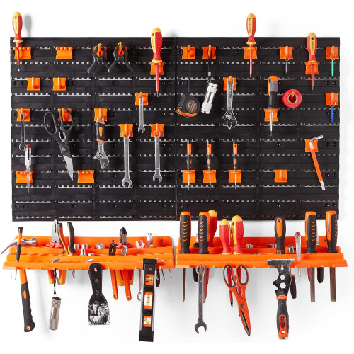 Wall Workshop Organizer Toolboard 69 x 54 cm Orange — tool board, garage organizer, wall system, tool holders, pegboard