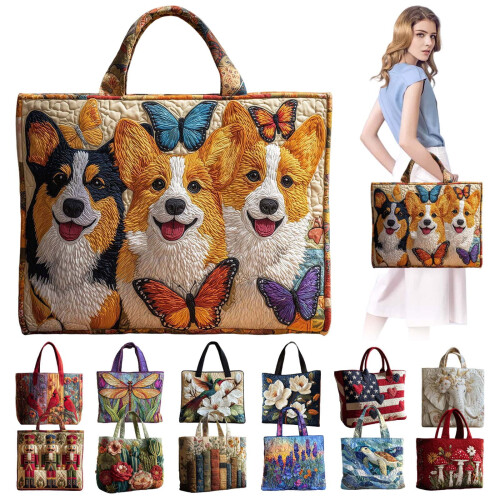 Bolsa de algodão acolchoado vintage para mulheres, tamanho 40 x 34 cm (15,75 x 13,4 polegadas). 1