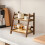 Wooden Rattan Desktop Storage Rack 2-Tier Brown 4