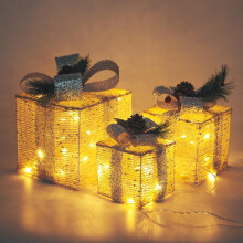 Christmas Lighted Gift Boxes Set White 3PCS