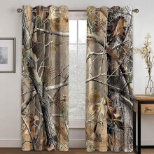 Camo Tree Blackout Curtains Forest Pattern Thermal Grommet