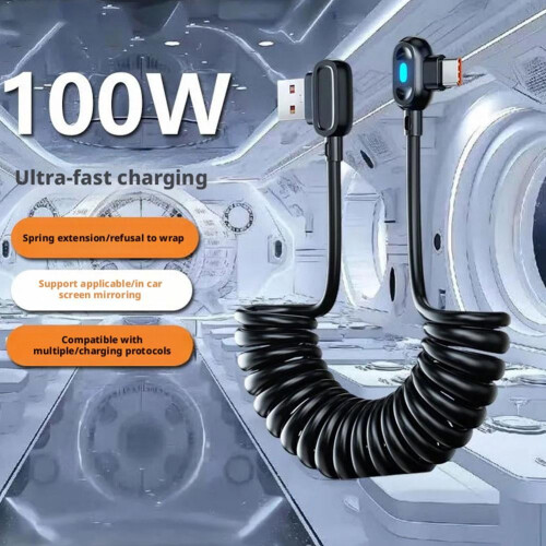Cabo de dados USB para Tipo-C com mola para carregamento rápido 1
