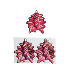 Christmas Ball Pendant Set Red Plastic Electroplated 2pcs