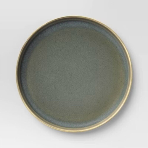 Assiette plate en grès vert olive 25 cm