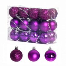 Purple Christmas Balls Shatterproof 24 pcs 1.18 inch