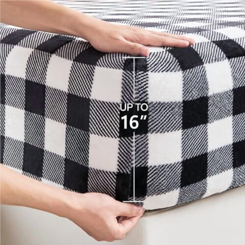 Σετ σεντόνια Queen Flannel Red Black Plaid 4 τεμαχίων 2
