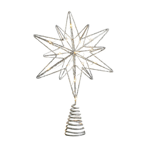 Harliver Silver Christmas Tree Topper Star 5-Point Pre-lit