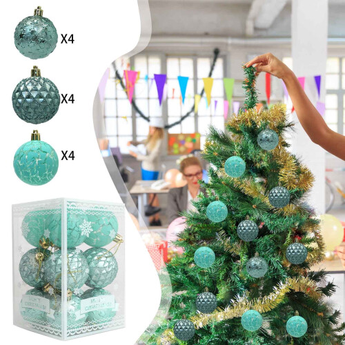 Green Christmas Ball Ornaments Plastic 12 pcs 1