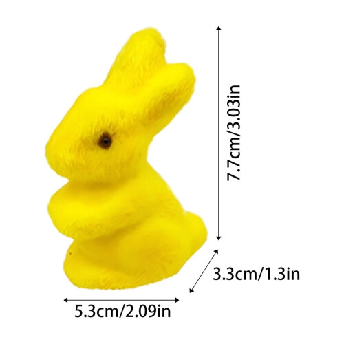 Mini flockade påskhare-dekorationer i starkt rosa 7,5 cm 1