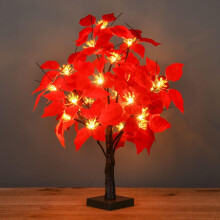 Artificial Poinsettia Tree with Warm White Lights