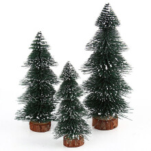 Mini Christmas Village Bottle Brush Trees Dark Green 6-Pack