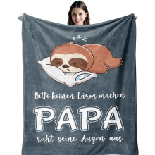 Throw Blanket Gift for Dad Soft Cozy Sloth Pattern 150x130 cm — blanket for dad, soft flannel blanket